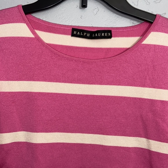 Ralph Lauren Black Label Stretch Knit Top Shirt Blouse Pink White Stripe XS-S - Picture 5 of 8